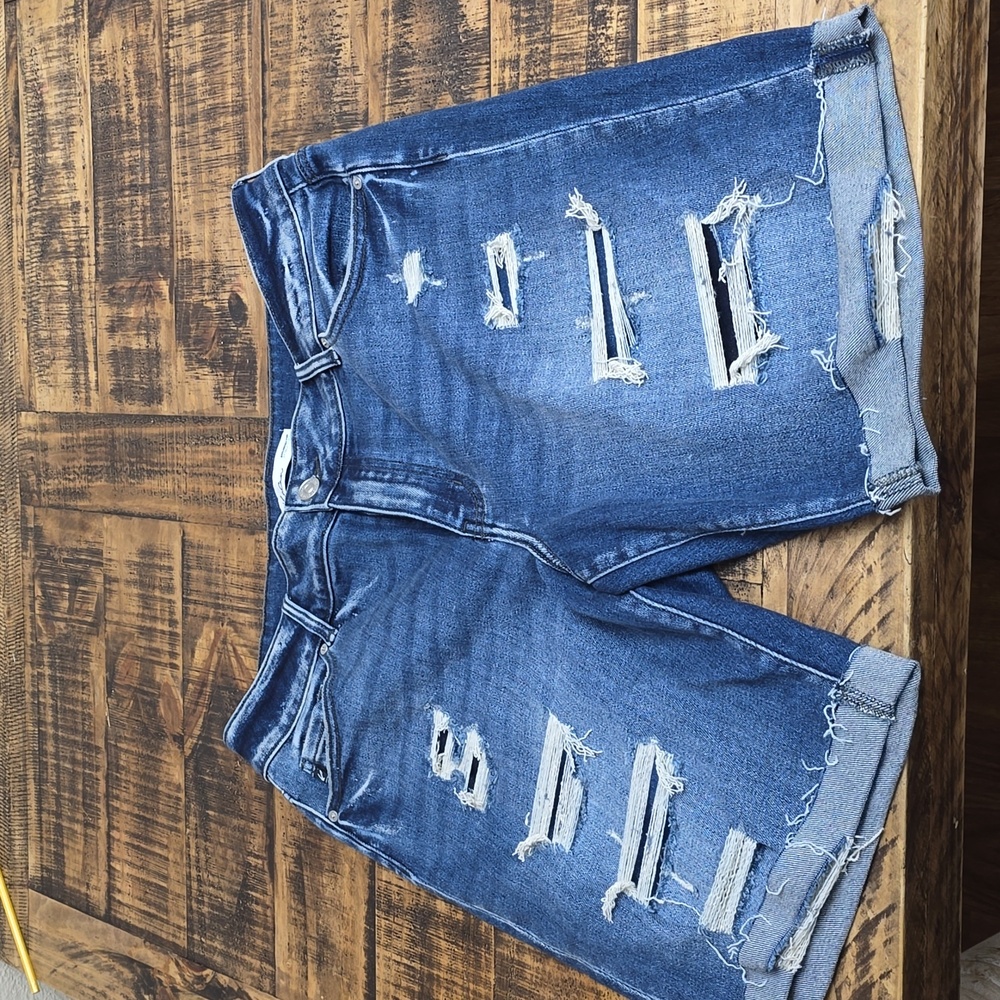 Womens Maurice's kancan long blue denim shorts size 16